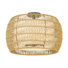Golden 6805-4SF BLK-NR - Golden Lighting Everly 4-light Semi-Flush Mount in Matte Black and Natural Rattan shade